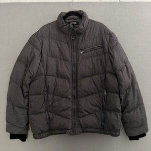 Apt 9 Puffer Jacket Coat Mens Extra Large Gray Fleece Full Zip Collar Pockets